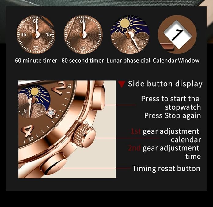 OLEVS Men's Watches Brown Leather with Date,Casual Watches for Men,Large Face Watches Men,Chronograph Mens Watch,Sport Waterproof Business Dress Analog Quartz Men's Wrist Watches Reloj De Hombre