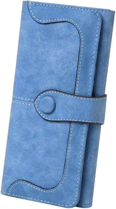 Women's Vegan Leather 17 Card Slots Card Holder Long Big Bifold Wallet