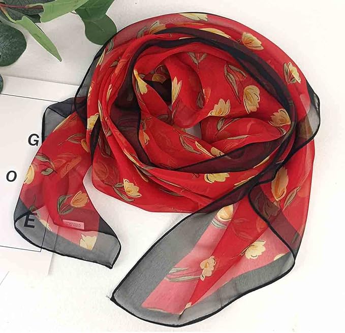 Pokeedioty Scarfs for Women Lightweight Scarves Elegant Floral Pattern Sheer Scarfs Shawls Wraps