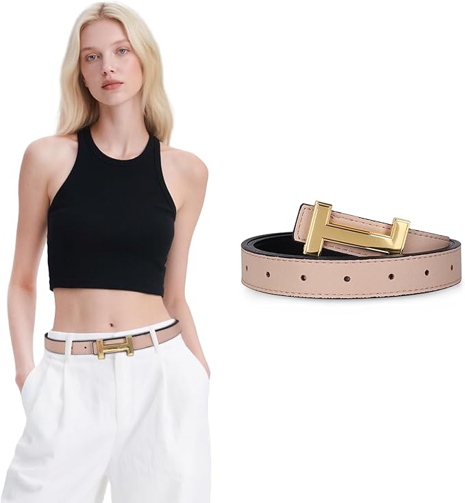 Relang Women's Belts with Gold Buckle, Fashion Waist Band, Elegant Ladies' Belt, Gift for Women