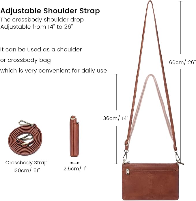 SENDEFN Leather Crossbody Bag for Women Small Clutch Purses Crossbody Shoulder Handbag Wallet Purses RIFD Card Slots