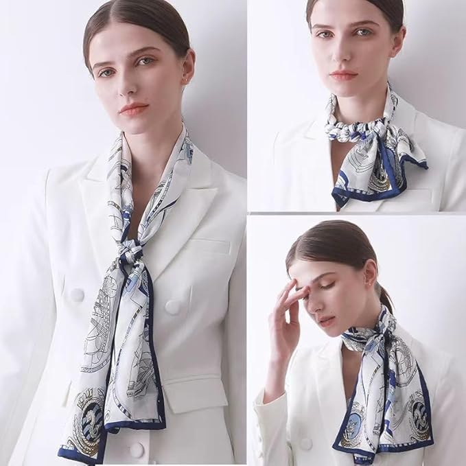 100% Mulberry Silk Ribbon Scarf for Hair Beach Head Wraps for Women Handbag accessories Necktie