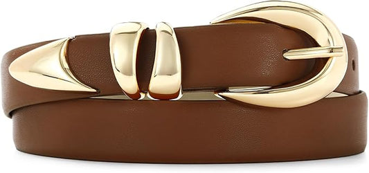 Black Leather Belt for Women Stylish Design with Gold Buckle Ladies Black Belt Perfect for Jeans Dresses