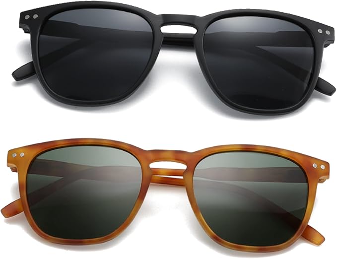 ZENOTTIC Polarized Sunglasses for Women Men: Retro Shades Round | Square Frame UV Protection 2 Pack