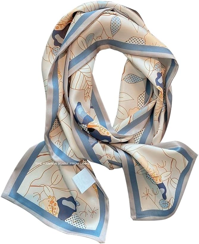 Livrerpi Silk Feeling Head Scarf Fashion Satin Hair Scarf Square Long Scarves for Women Gifts