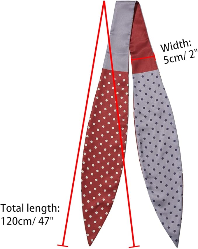 Allegra K Chic Polka Dots Women Neckerchief Skinny Scarves Hair Band Ribbon for Bag Accessory
