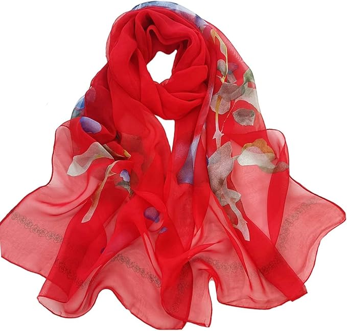 Pokeedioty Women’s Scarf Lightweight Elegant Floral Pattern Scarf Fashion Scarves Sheer Scarfs Shawls