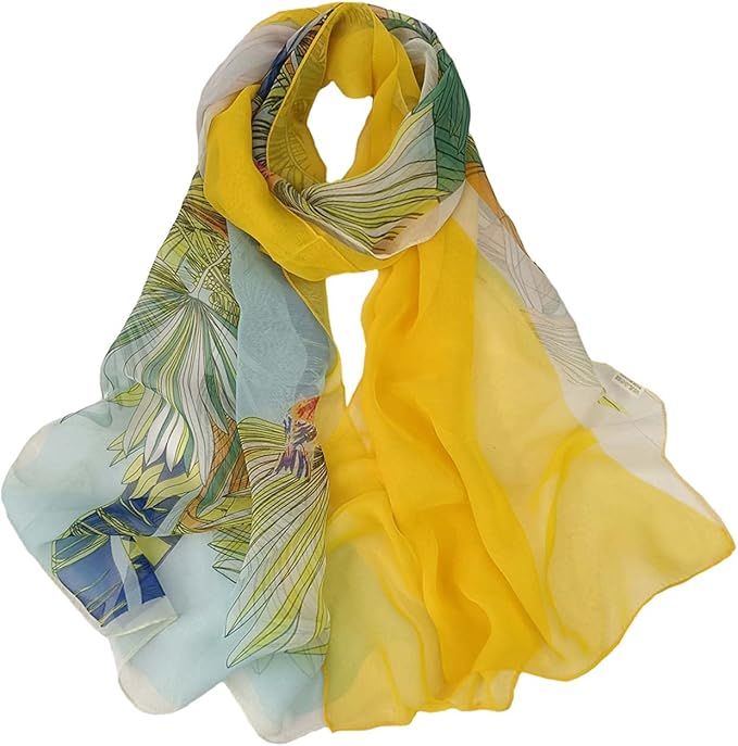 Pokeedioty Scarfs for Women Lightweight Scarves Elegant Floral Pattern Sheer Scarfs Shawls Wraps