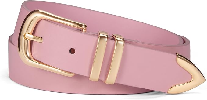 VATAN Women Leather Belt for Jeans Dresses Pants Fashion Ladies Casual Waist Belt with Gold Buckle