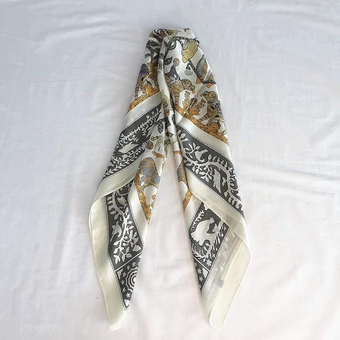 FONYVE Silk Feeling Scarf Medium Square Satin Head Scarf for Women 27.5 × 27.5 inches
