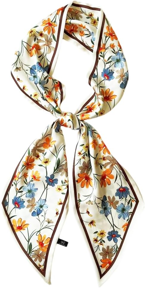 Silk Head Scarf for Hair Fashion Headwrap for Women Lightweight Neck Tie