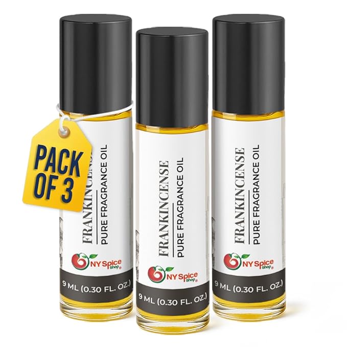 NY Spice Shop Frankincense Musk Fragrance – Pack of 3 Frankincense Musk Oil & Soft Floral Scent – Resinous Aroma Blend with Enduring Aroma Tone – Arabic Musky Perfume Oil for Personal Scent Collection
