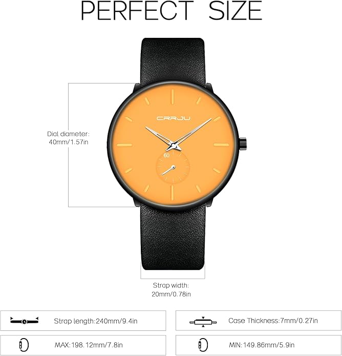 Mens Watches Ultra-Thin Minimalist Waterproof-Fashion Wrist Watch for Men Unisex Dress with Leather Band