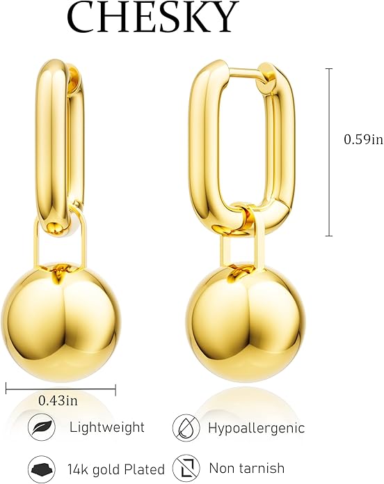 CHESKY Christmas Gifts Pearl Earrings for Women, Dainty 14K Gold Plated/Silver Plated Drop Quality Handpicked AAA+ Freshwater Cultured Round Pearls Dangle Earrings Wedding Jewelry for Women Gifts