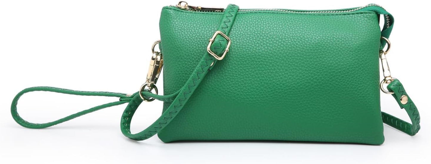 JEN & CO. Riley Small Crossbody Bags for Women Vegan Leather Wristlet Clutch Wallet Purses Handbags with 2 Straps