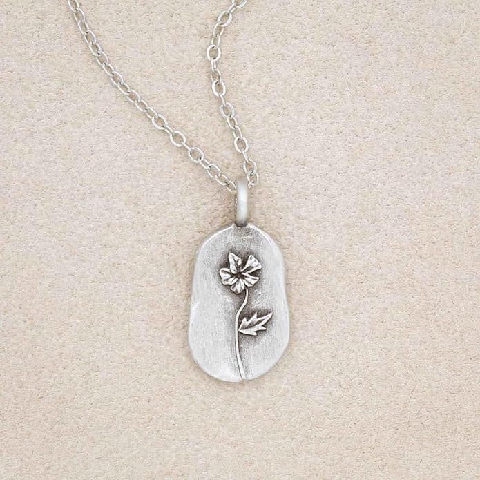LISA LEONARD DESIGNS Pewter Birth Flower Pendant Necklace Minimalist Jewelry Necklaces For Women Gift For Her Dainty Necklaces
