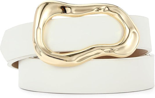 Black Belt for Women Stylish Gold Buckle Fashion Leather Waist Belt Perfect for Jeans and Dresses