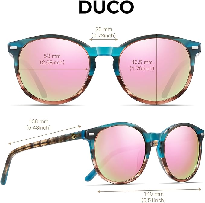 DUCO Polarized Sunglasses for Women Retro Round Women's Sunglasses Classic Vintage UV400 Shades DC1230