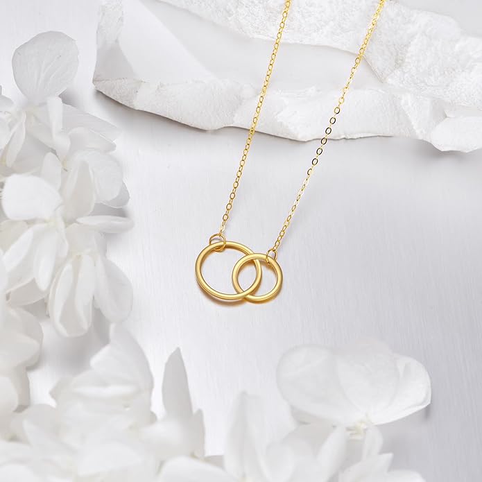 KECHO 14k Gold Simple Circle Necklace Karma Pendant Necklace for Women Jewelry