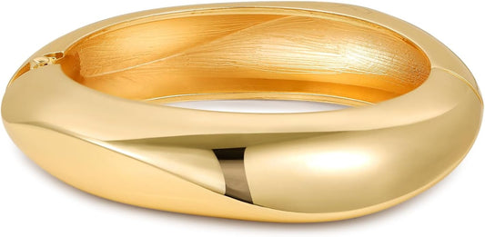 Bangle Bracelets for Women | 14K Gold Plated Trendy Wide Bracelets | Hinged Arm Cuff Bangles Chunky Bracelet for Women