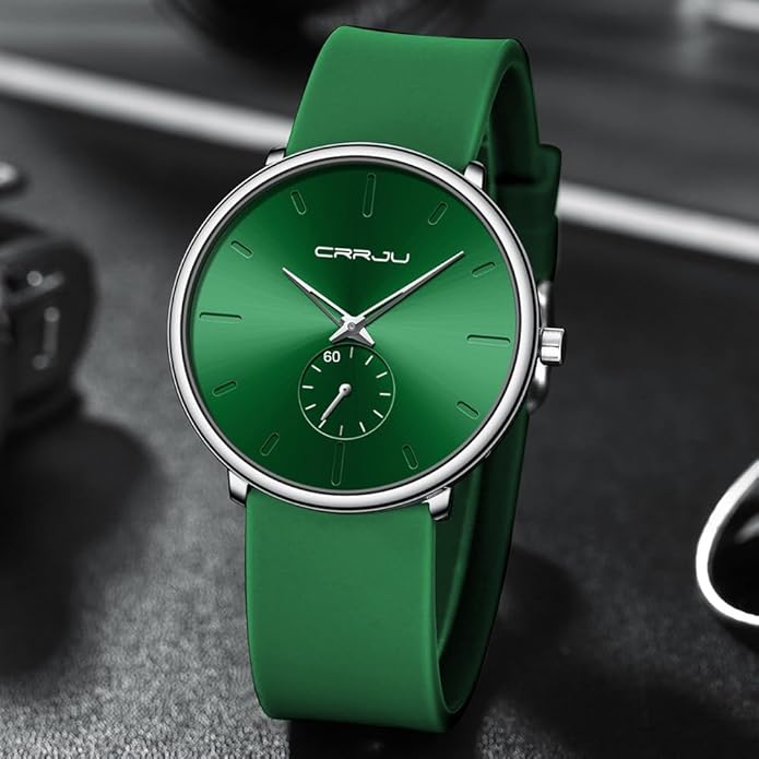 CRRJU Men’s Women Watch Casual Stylish Waterproof Quartz Unisex Wristwatches, Ultra Thin Watches for Men Women, Colorful Silicone Band