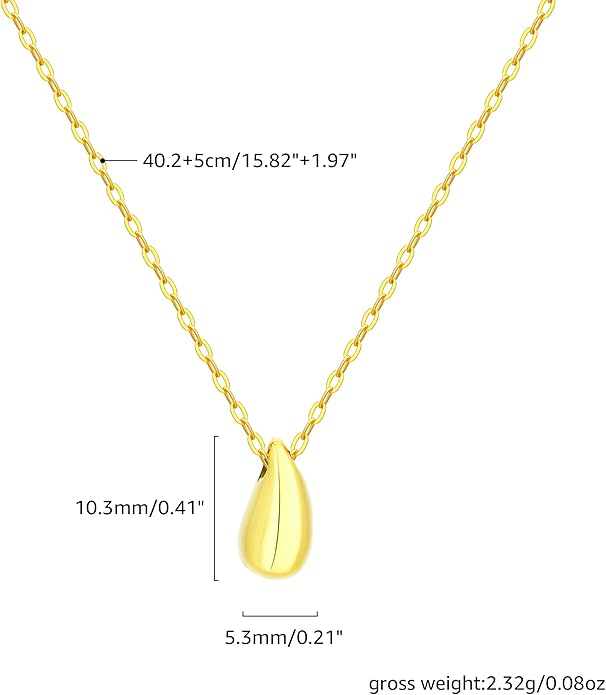 EVEYE S925 Sterling Silver Necklace For Women, Teardrop Pendant Necklaces, Pear Pendant Necklace Jewelry Minimalist style Gift