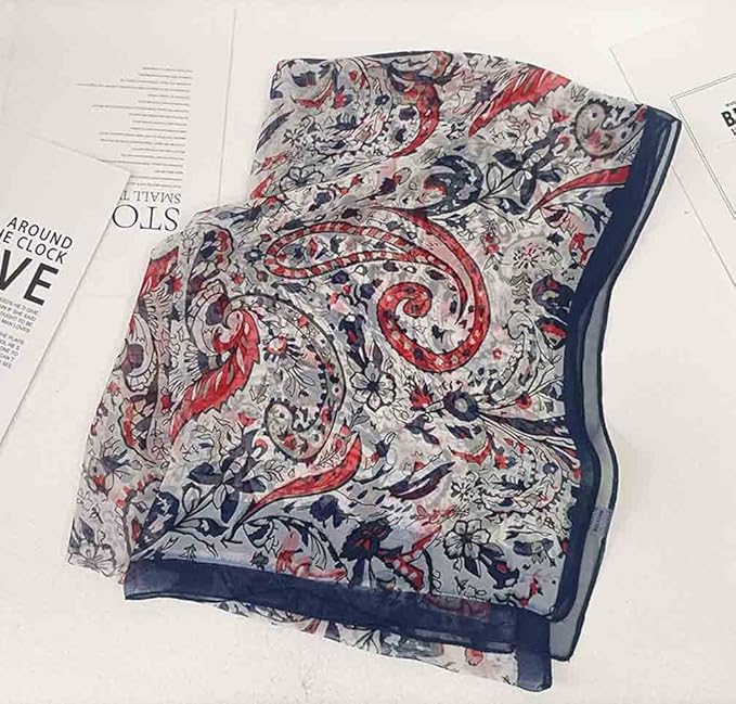 Pokeedioty Scarfs for Women Lightweight Scarves Elegant Floral Pattern Sheer Scarfs Shawls Wraps
