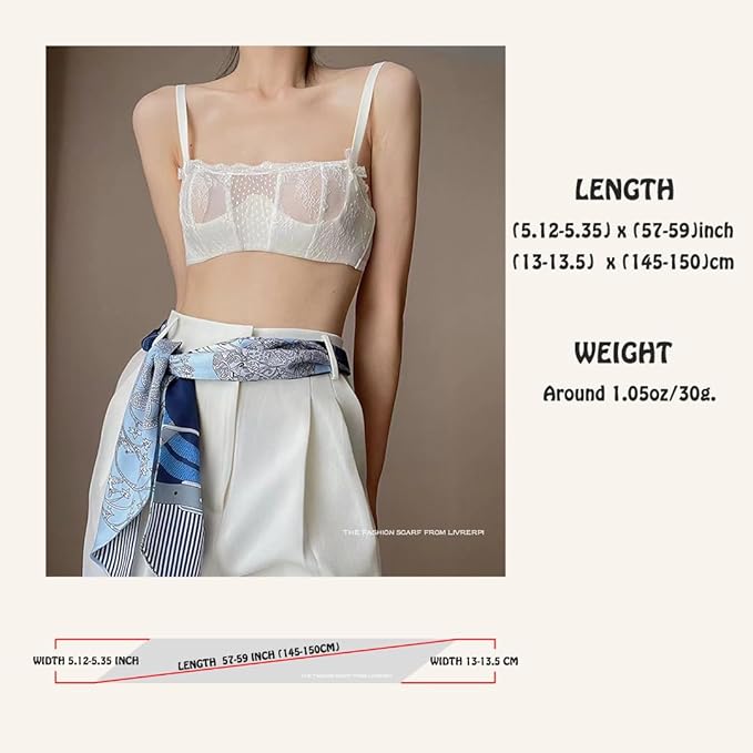 Livrerpi Silk Feeling Head Scarf Fashion Satin Hair Scarf Square Long Scarves for Women Gifts