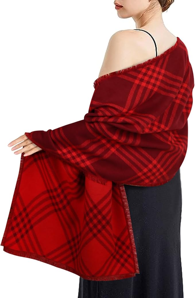 EXTREE Scarfs for Women Pashmina Silky Shawl Wrap for Evening Dressing Blanket Open Front Poncho Cape