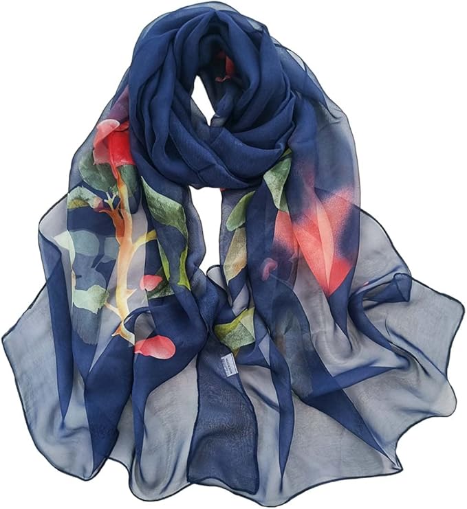 Pokeedioty Women’s Scarf Lightweight Elegant Floral Pattern Scarf Fashion Scarves Sheer Scarfs Shawls