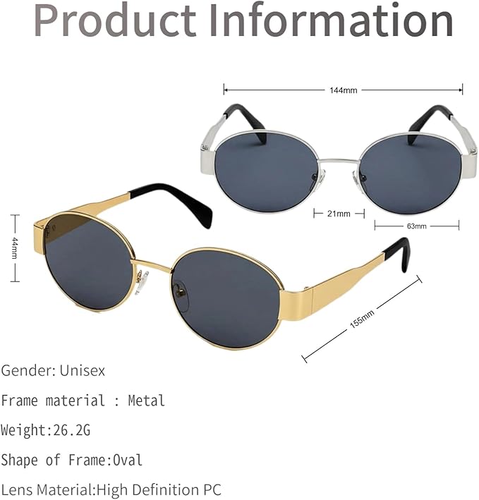 Retro Round Sunglasses for Men Women - Classic Metal Frame Circle Glasses - Vintage Steampunk Style Eyewear (Gold & Silver)