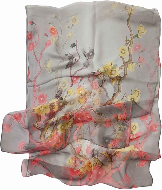 Pokeedioty Scarfs for Women Lightweight Scarves Elegant Floral Pattern Sheer Scarfs Shawls Wraps