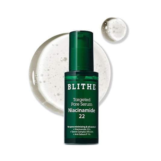 BLITHE Targeted Pore Serum with 22% Niacinamide for Oil Control, Pore Minimizer for Face, Korean Skin Care, K-Beauty Gift & Stocking Stuffer Idea – 1 fl oz