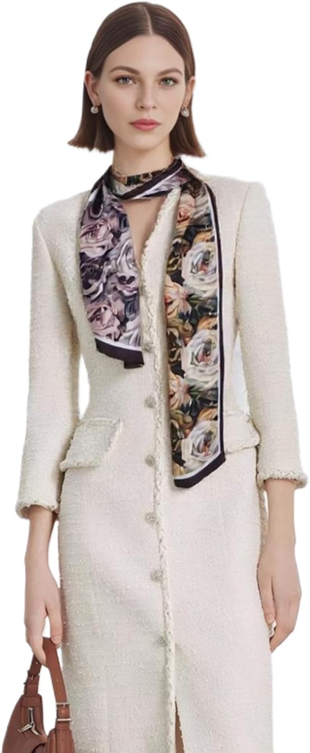 100% Mulberry Silk Ribbon Scarf for Hair Beach Head Wraps for Women Handbag accessories Necktie