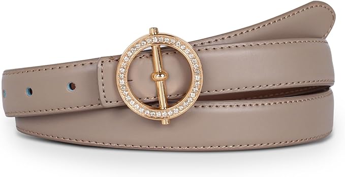 Women's Fashion Classic Metal Buckle Leather Belt with Jeans Dress
