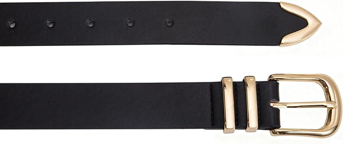 VATAN Women Leather Belt for Jeans Dresses Pants Fashion Ladies Casual Waist Belt with Gold Buckle