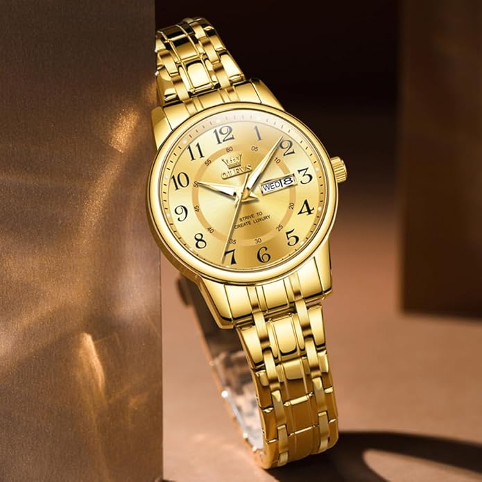 OLEVS Stainless Steel Women's Watch Dress Watches for Women with Date Fashion Ladies Business Waterproof Analog Quartz Small Wrist Watch Reloj Mujer