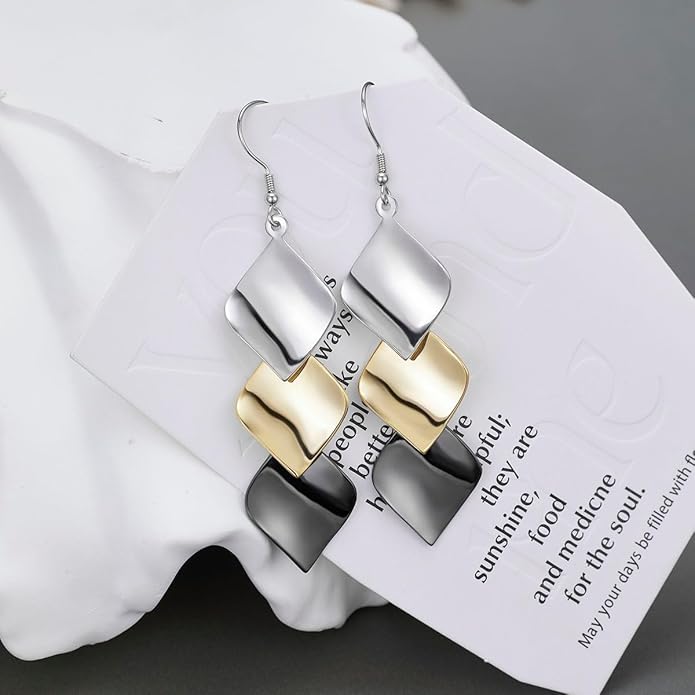 925 Sterling Silver Hooks Small Dangle Drop Earrings for Women Light Weight Tricolor Subtlety Small Fashion Dainty Perfect Jewelry for Gifts hypoallergenic Elegant Classical