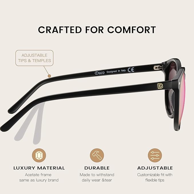 DUCO Polarized Sunglasses for Women Retro Round Women's Sunglasses Classic Vintage UV400 Shades DC1230