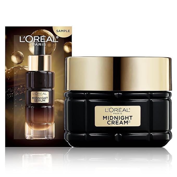 L'Oreal Paris Age Perfect Anti-Aging Midnight Face Cream, Fragrance-Free Face Moisturizer with Antioxidants to Reduce Wrinkles and Firm Skin, 1.7oz + Serum Sample