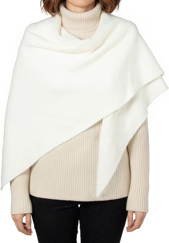RIIQIICHY Shawl Wrap Women Pashmina Triangle Cape Knit Sweater Scarf for Fall Winter Fashion Accessory