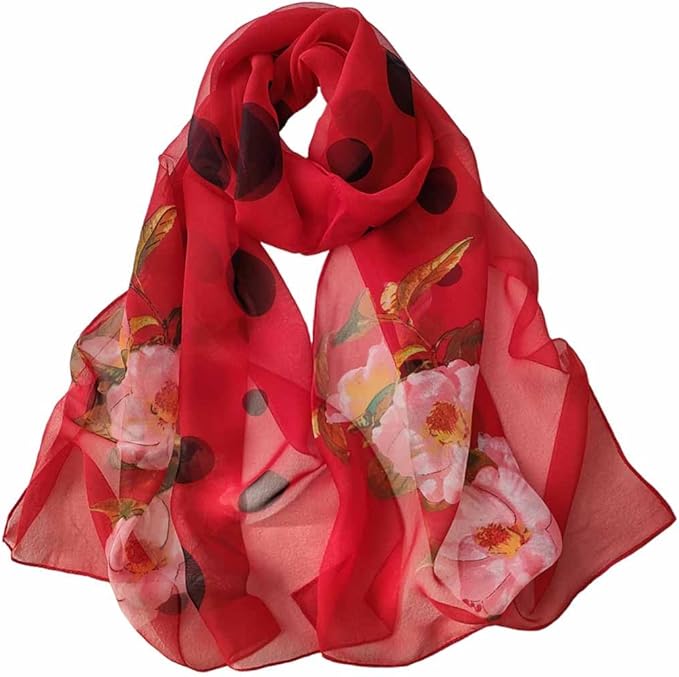 Pokeedioty Scarfs for Women Lightweight Fashion Scarves Elegant Floral Pattern Sheer Scarfs Sunscreen Shawls Wraps