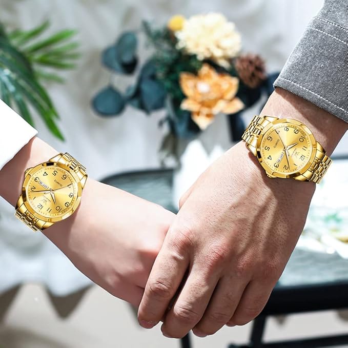 OLEVS Watch for Men Women Large Face Unisex Diamond Luxury Dress Analog Quartz Stainless Steel Waterproof Luminous Date Business Casual Wrist Watch