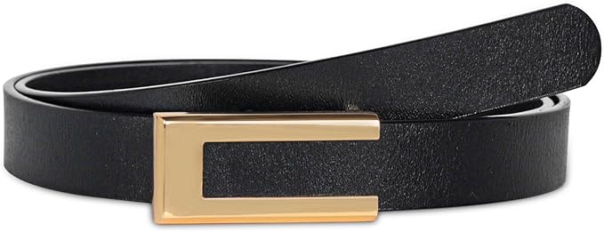 Women's Fashion Classic Metal Buckle Leather Belt with Jeans Dress