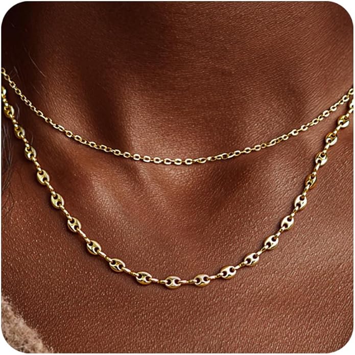 Link Gold Chain 14K Gold Plated Trendy Rope Paperclip Thick Chain Necklace Minimalist Layered Gold Chain Choker Necklaces for Women