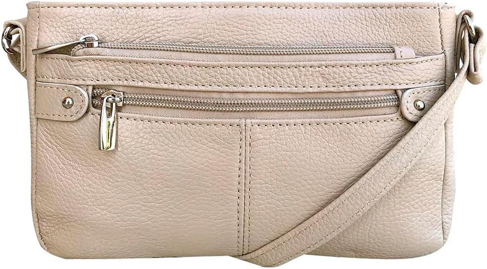 Cowhide Leather Women's Shoulder Purse Small Cross Body Organizer Bag with Many Pockets