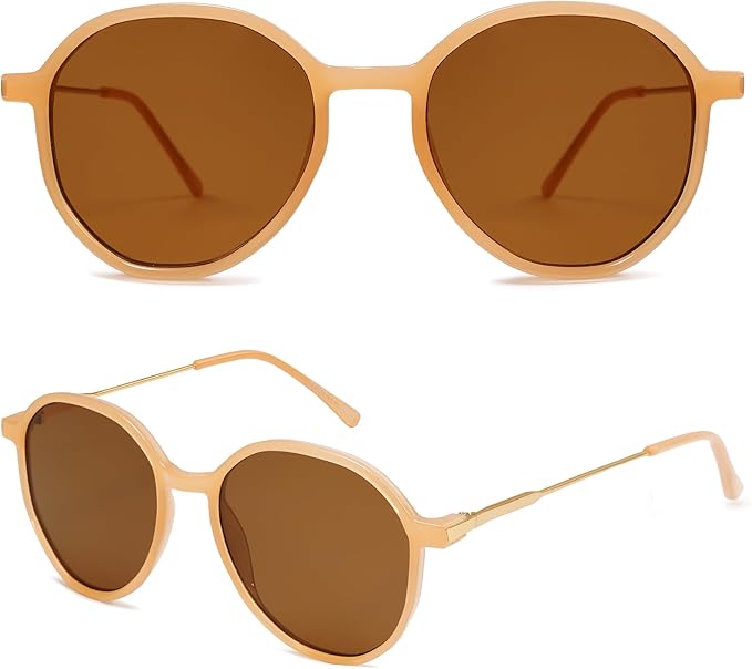 SOJOS Trendy Designer Hexagon Round Sunglasses for Women Fashion Big Shades Geometric Women Sunglasses SJ2181