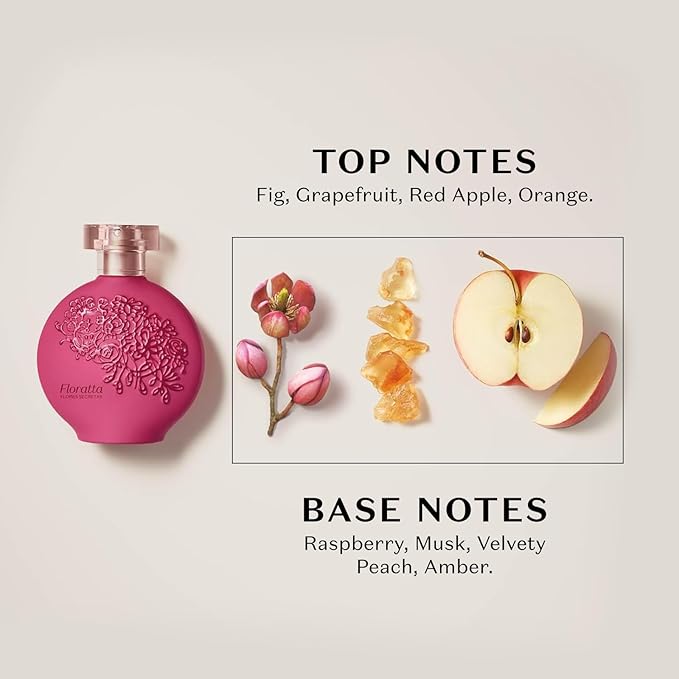 O BOTICARIO Floratta Secret Flowers Eau de Toilette, Rose Fragrance Perfume for Women, 2.5 Ounce