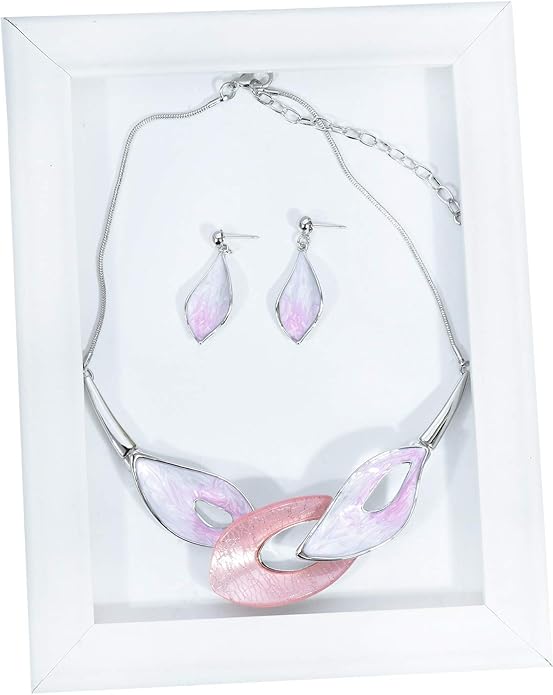 Vintage Statement Jewelry Set Leaf Floral Bohemian Boho Statement Necklace Earring Set Crystal Fashion Costume Jewelry