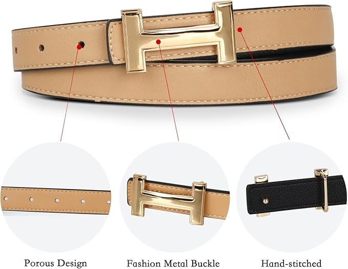 Relang Women's Belts with Gold Buckle, Fashion Waist Band, Elegant Ladies' Belt, Gift for Women